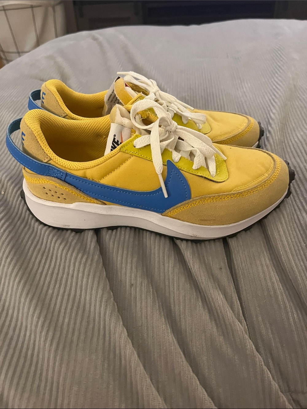 Nike Yellow and Blue Retro-Style Runner Sneakers